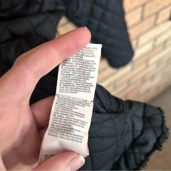 North Face Reversible Quilted Coat Full Zip Black Fleece Jacket Girls L (14-16) - Picture 7 of 9